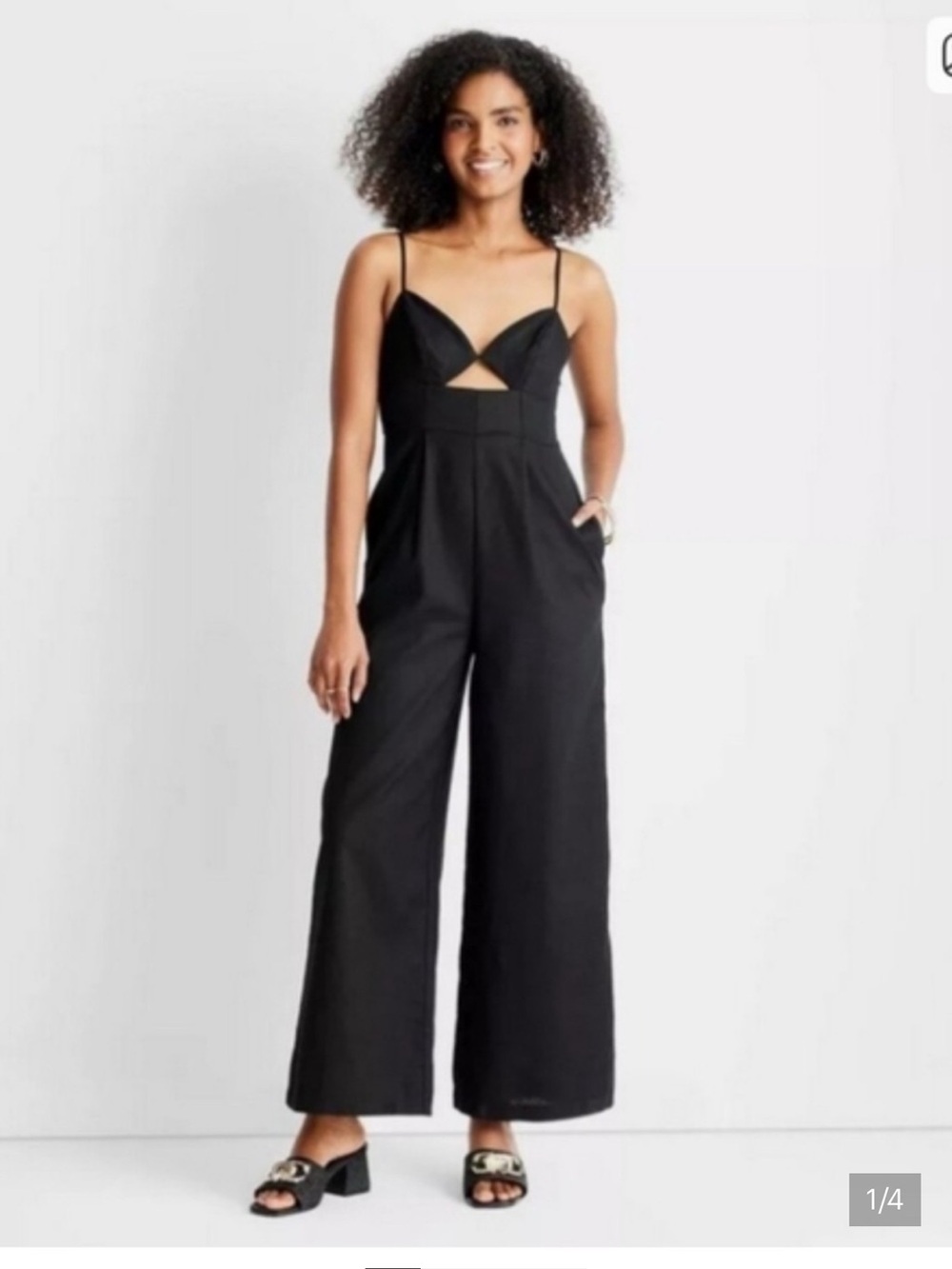 Future Collective Black Spaghetti-Strap Wide-Leg Jumpsuit